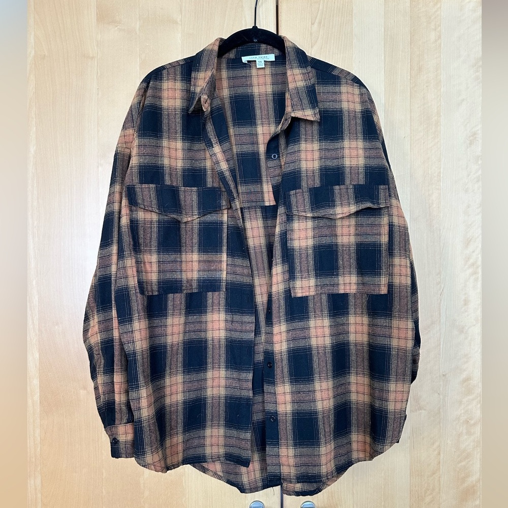 12th Tribe brown/black plaid flannel